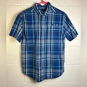 Tony Hawk Men’s Blue and White Lightweight Casual Button Up Shirt Size Medium